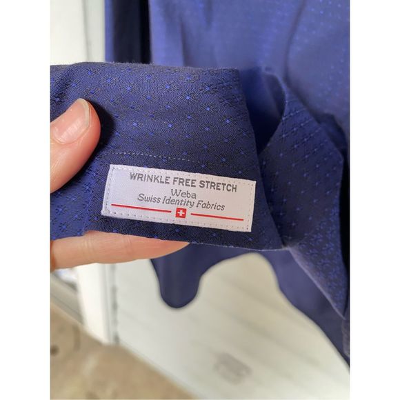 Bonobos Swiss Co. Slim Fit Dark Blue Dot Button-Up Shirt, Men's Size 16.5/ 34 - Picture 6 of 12